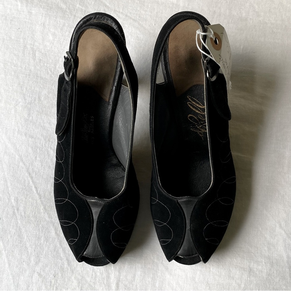 1940s black slingback platforms - Picture 2 of 5